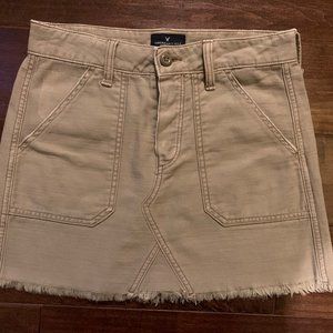American Eagle Outfitters Women's Khaki Fringe Mini Skirt Size 0